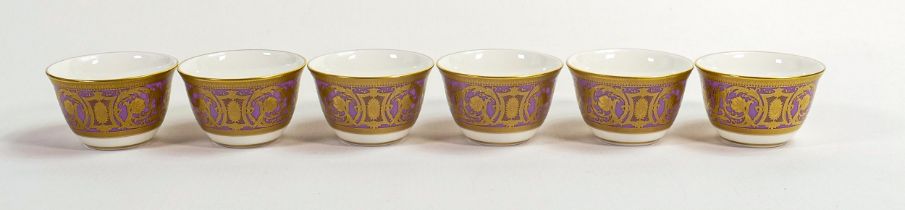 De Lamerie Fine Bone China heavily gilded Robert Adam pattern tea bowls, specially made high end