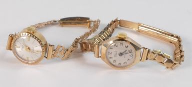 Two 9ct gold ladies wrist watches, both with 9ct gold bracelets, both in good overall used