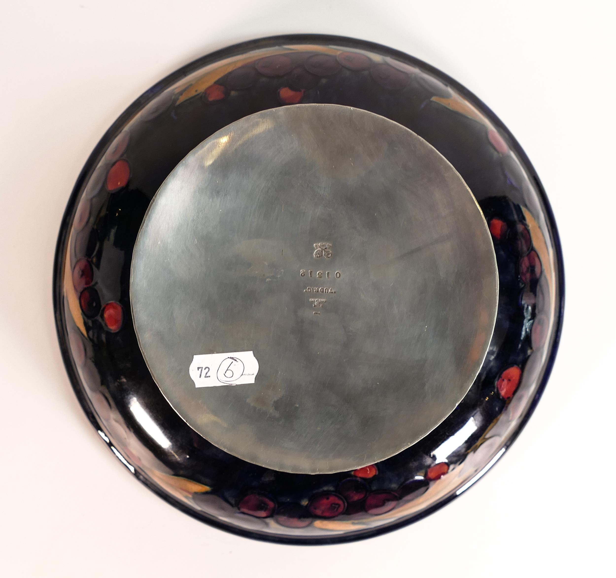 William Moorcroft large footed fruit bowl decorated in the Pomegranate design, Tudric Pewter base, - Bild 6 aus 6