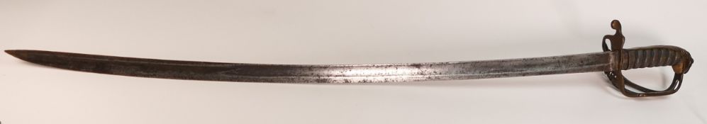 George IV 1822 pattern infantry sword, with 80cm blade, wire bound fish skin grip and crowned IV