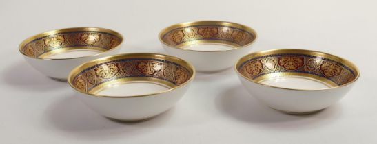 De Lamerie Fine Bone China deep red & dark blue Samarkand pattern bowls, specially made high end