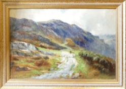 Henry Hadfield CUBLEY, (1858-1934) oil painting on canvas "A Mountain Road, Barmouth" 51cm x 76cm,