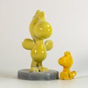 Wade cartoon Woodstock figure from Peanuts & similar smaller item, tallest 14cm. This was removed