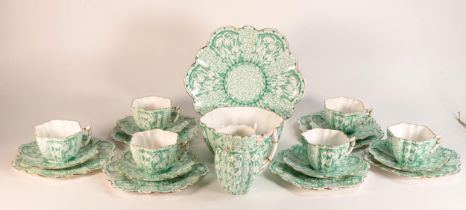Wileman & Co. 21 piece tea set, Daisy shape pattern 9174 Snowdrops, consisting of 6 trios , milk