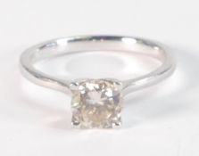 18ct white gold diamond solitaire ring, the round brilliant cut diamond measuring 6.4mm x 6.4mm x