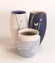 Wedgwood prototype vases & pot in the Cam Symmetry design, height of tallest 15.5cm (3)