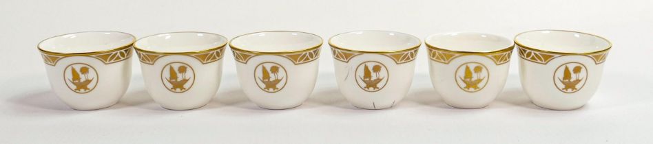 De Lamerie fine bone China heavily gilded crested tea bowls, specially made high end quality