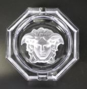 Rosenthal for Versace octagonal glass large ashtray, diameter 15.8cm
