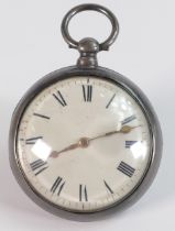 18th century silver pair cased Verge watch, both outer and inner case with matching hallmarks for