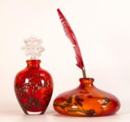 Jean Michel Operto glass scent bottle and ink well. Both signed to the bases. Height of tallest 15.5
