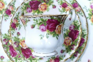 A large collection of Royal Albert Old Country Roses pattern tea and dinner ware including trios,