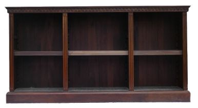 Large 1920's quality Mahogany low bookcase, length 175.5cm, depth 31cm & height 90cm