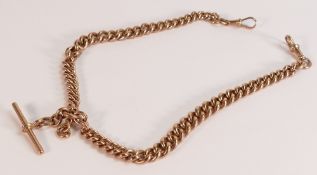 Edwardian 9ct rose gold double Albert watch chain, hallmarked on every link, weight 91.3g, length