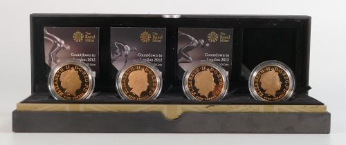 Countdown to London 2012 cased four coin gold set comprising 4 x 22ct PROOF gold £5 coins, each