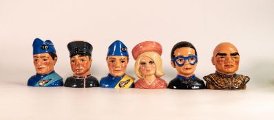 A set of six Beswick Thunderbirds limited edition busts comprising - Lady Penelope 3337, Brains