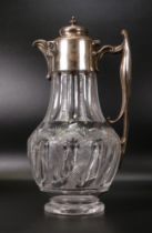Silver topped cut glass Crystal Claret jug, Mappin & Co Sheffield 1899, height 25.5cm