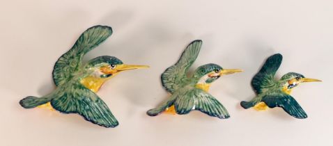 Beswick lighter coloured Kingfisher wall plaques 729/1, 729/2 & 729/3 (3)