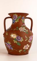Wedgwood 19th century floral decorated Rosso Antico vase similar in shape to Portland Vase with hand