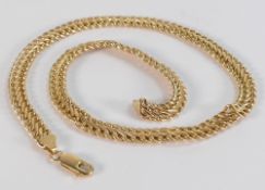 9ct gold hallmarked flat link 40cm neck chain, weight 10.92g