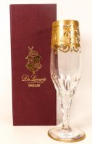 Six De Lamerie Fine Bone China heavily gilded Robert Adam pattern Champagne Flutes, specially made