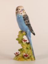 Beswick blue Budgie 1216, first version with embossed flowers.