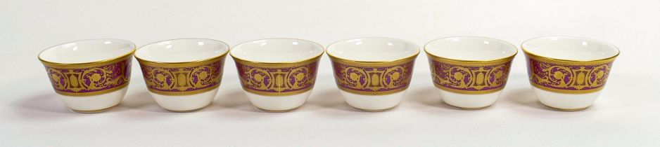 De Lamerie Fine Bone China heavily gilded Robert Adam pattern tea bowls, specially made high end