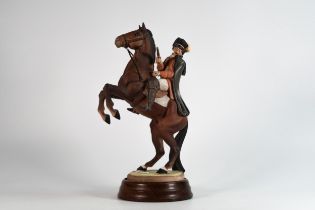 Beswick Highwayman on rearing horse 2210, matt glazed on wood plinth