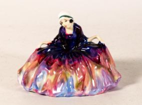 Royal Doulton early miniature figure Polly Peachum HN698 in purple multi colourway, impressed date