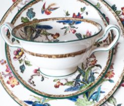 A large collection of Wedgwood hand decorated floral dinner ware including dinner plates, rimmed