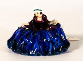Royal Doulton early miniature figure Polly Peachum in purple/blue colourway, impressed date for