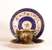 Three items of 19th century Continental porcelain to include - a 19th century Ambrosius Lamm tea cup