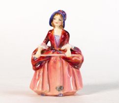 Royal Doulton early miniature figure Bo-Peep M82, in red/purple colourway, h.11cm.