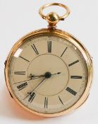 18ct gold chronograph pocket watch, hallmarks for London 1873, gross weight 130g.