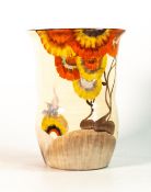 Clarice Cliff, vase in the 'Rhodanthe' pattern, Shape no.631 hand painted in brown and orange shades