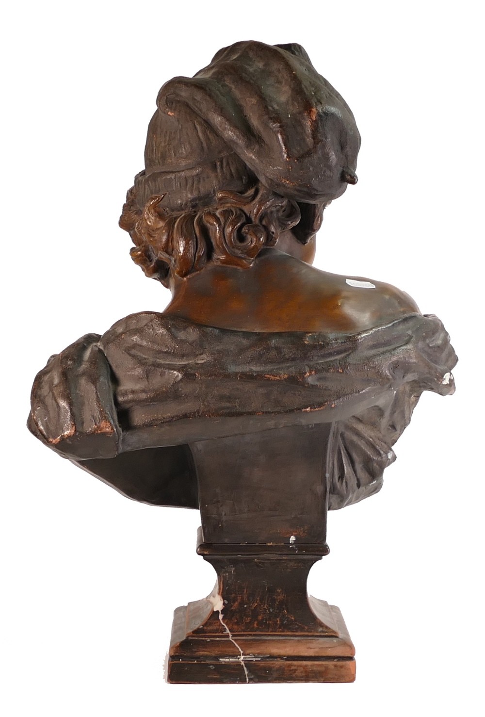 Bretby, after Jean-Baptiste Carpeaux, Earthenware bust of Neapolitan Fisherman bronzed on square - Image 5 of 7