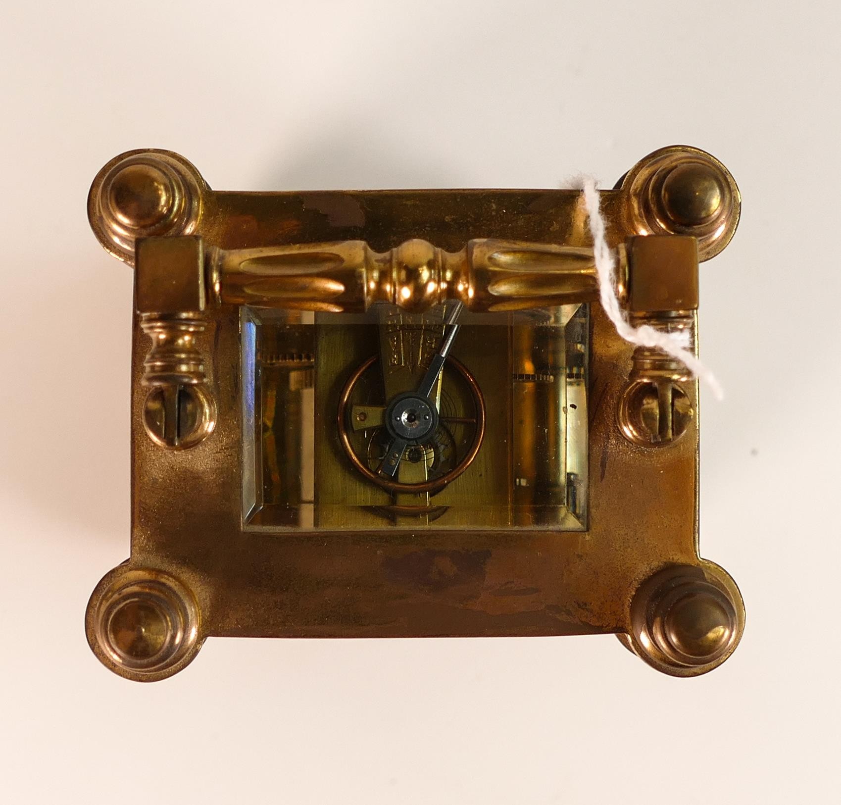 Exceedingly ornate brass carriage clock, late 19th century, no key, sold as not working. 15cm high - Image 6 of 6