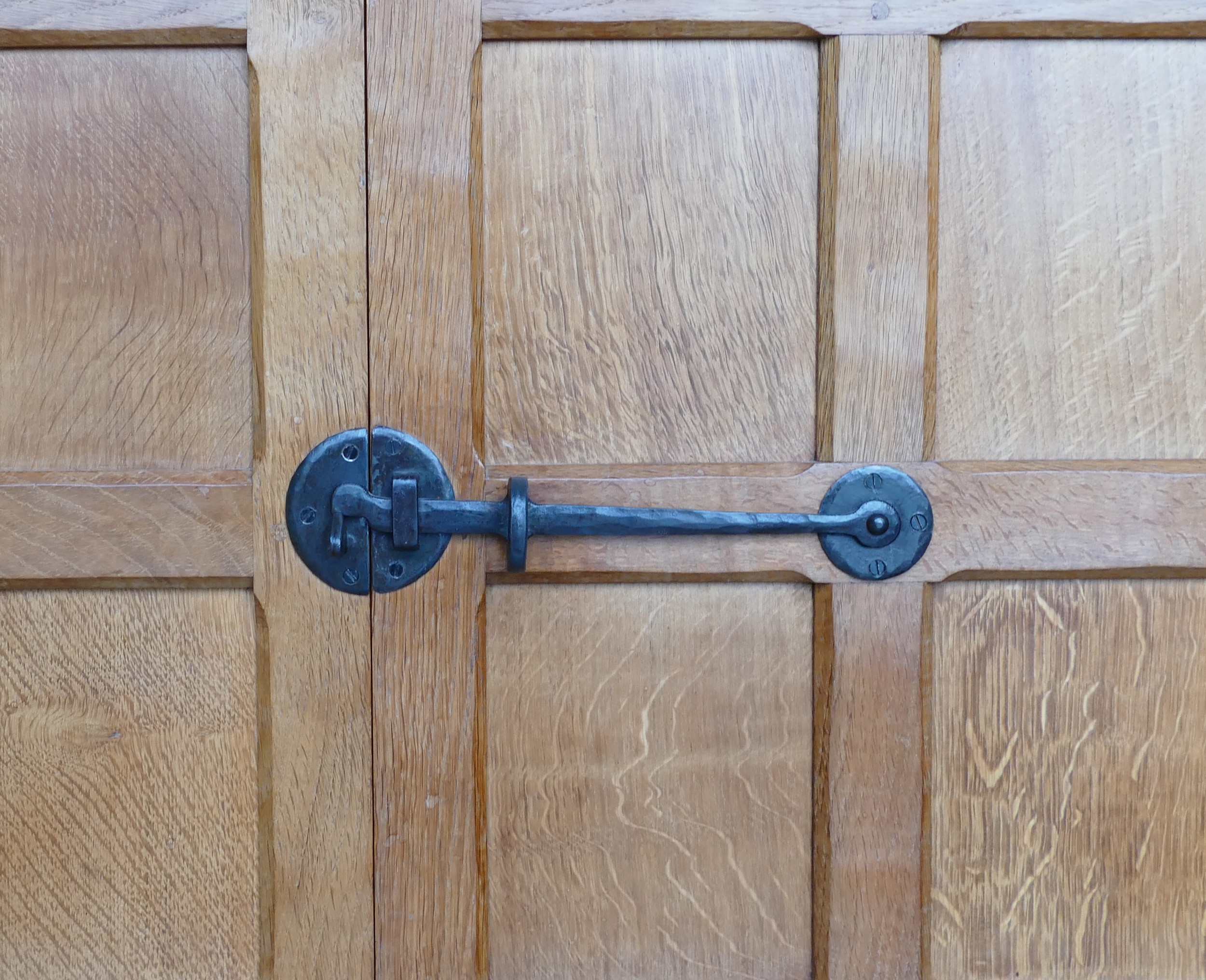 Robert 'Mouseman' Thompson (Kilburn), English Oak two door wardrobe, double panelled doors with half - Image 2 of 6