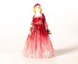 Royal Doulton early miniature figure Rosamund M33, in red colourway, h.11cm.