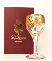 Eight De Lamerie Fine Bone China heavily gilded Robert Adam pattern Vodka / Liqueur glasses,
