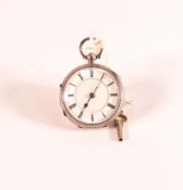 Silver ladies ornate Lever fob watch, Birmingham 1895, d.3.75cm.
