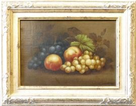 STEELE, Edwin (1837-1898), fruit still life depicting Peaches and Grapes, oil on canvas, signed to
