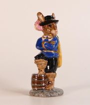 Royal Doulton Bunnykins figure Cavalier DB179, painted in a different colourway with gold & silver