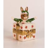 Royal Doulton Bunnykins figure Christmas Surprise DB146, painted in a different colourway with