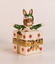 Royal Doulton Bunnykins figure Christmas Surprise DB146, painted in a different colourway with