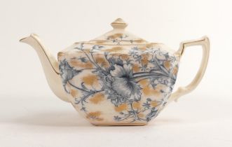 Carlton blush ware tea pot with Poppy decoration, by Wiltshaw & Robinson, c1900, height 14cm