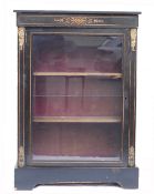 Ebonised 19th century Pier glazed music cabinet with gilt fittings, height 107cm width 76cm &