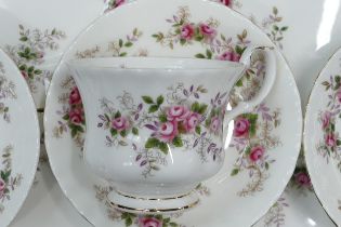 Royal Albert Lavender Rose pattern tea set including 2nds coffee pot, trios, milk & sugar bowl, (6