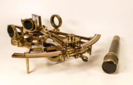 Naval H Hughes & Son Ltd. London brass Stella Sextant / Azimuth Circle in fitted MOD box
