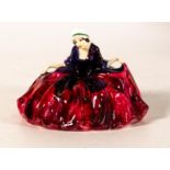 Royal Doulton early miniature figure Polly Peachum HN698 in red/purple colourway, impressed date for