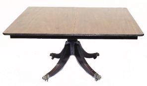 Large Victorian Mahogany break top breakfast table on pedestal base, non matching table top,